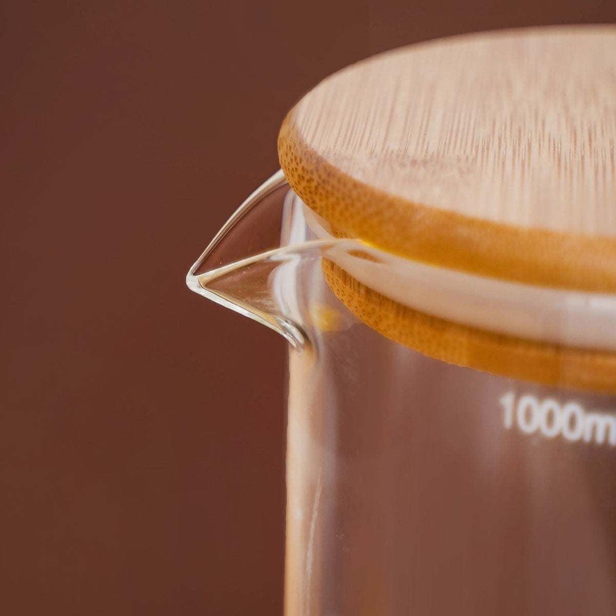 Glass Jug With Measuring Marks And Bamboo Lid 1000ml Nestasia