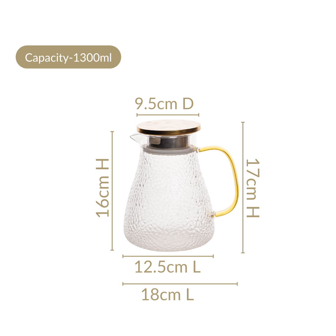 Glass Jug With Texture 1300ml Nestasia