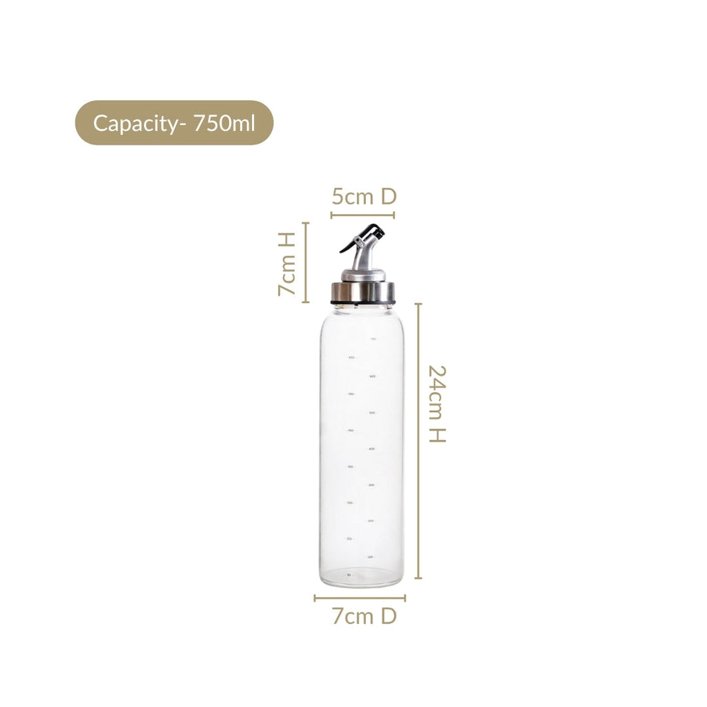 Glass Oil Dispenser Bottle With Measurement Marking 750ml Nestasia
