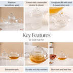 Classic Glass Tea Pot With Infuser 600ml Nestasia
