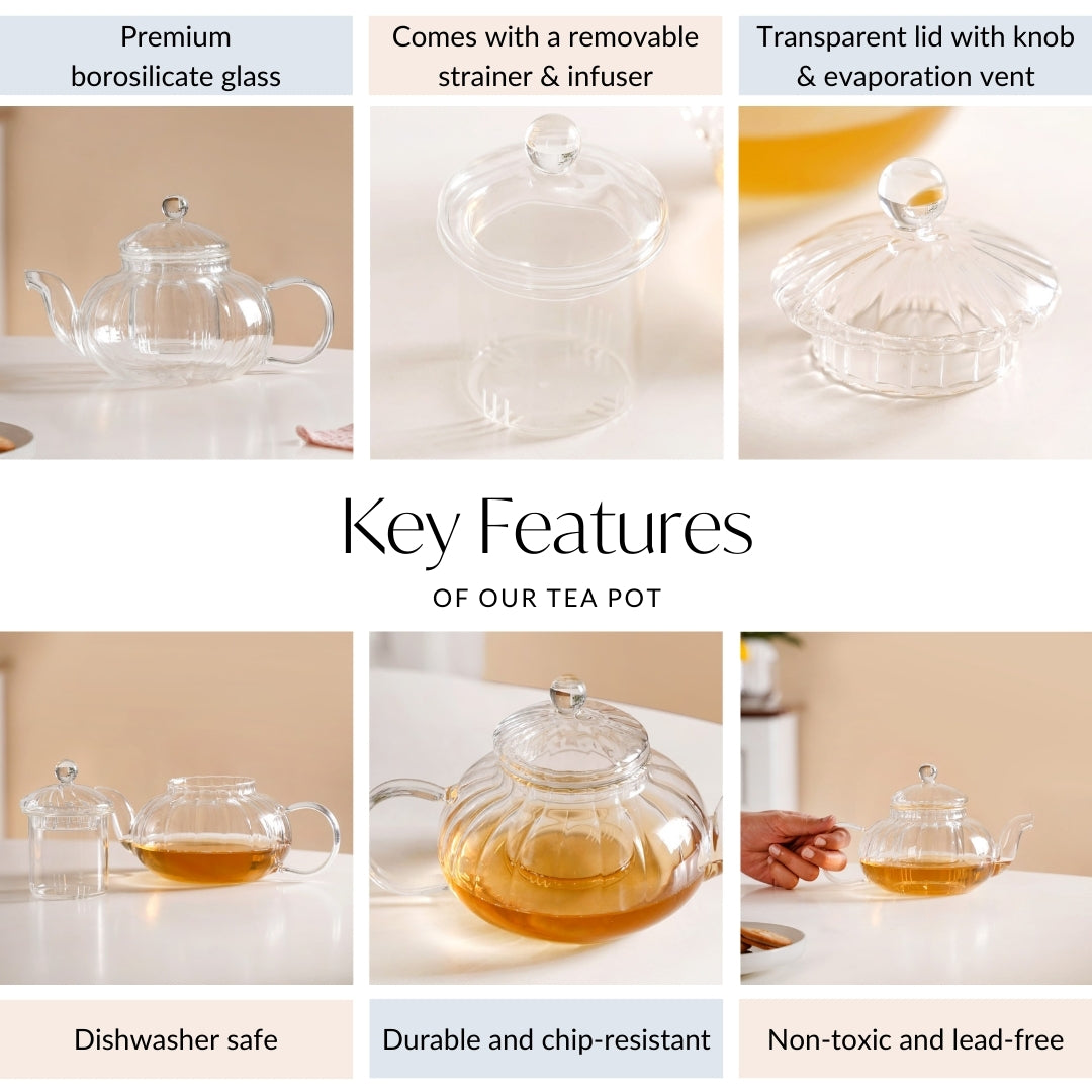 Classic Glass Tea Pot With Infuser 600ml Nestasia