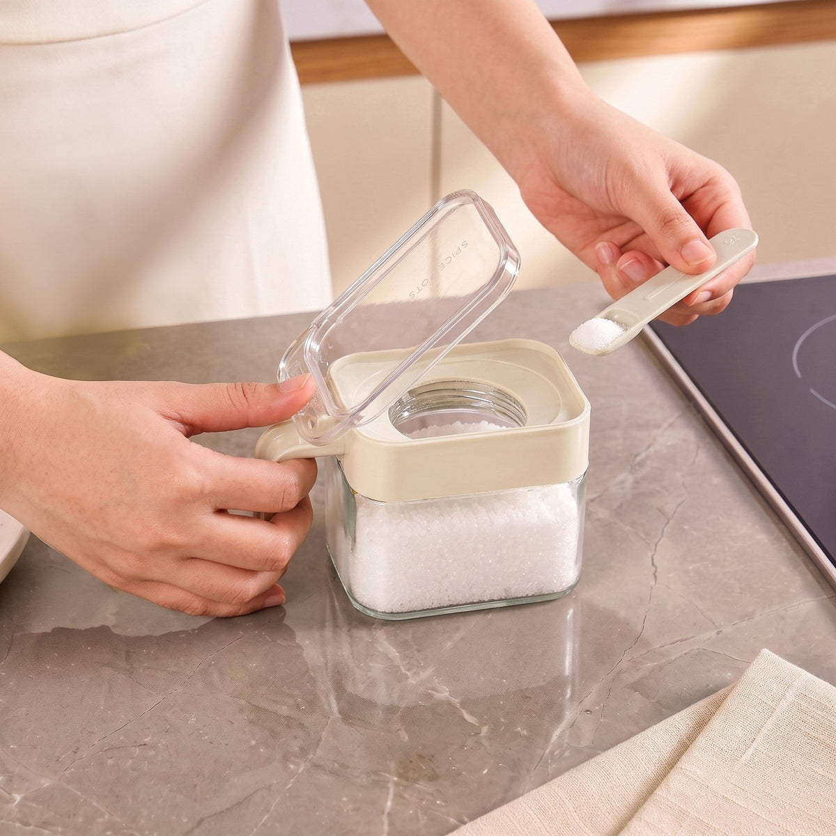 Glass Seasoning Jar With Spoon 340ml Nestasia