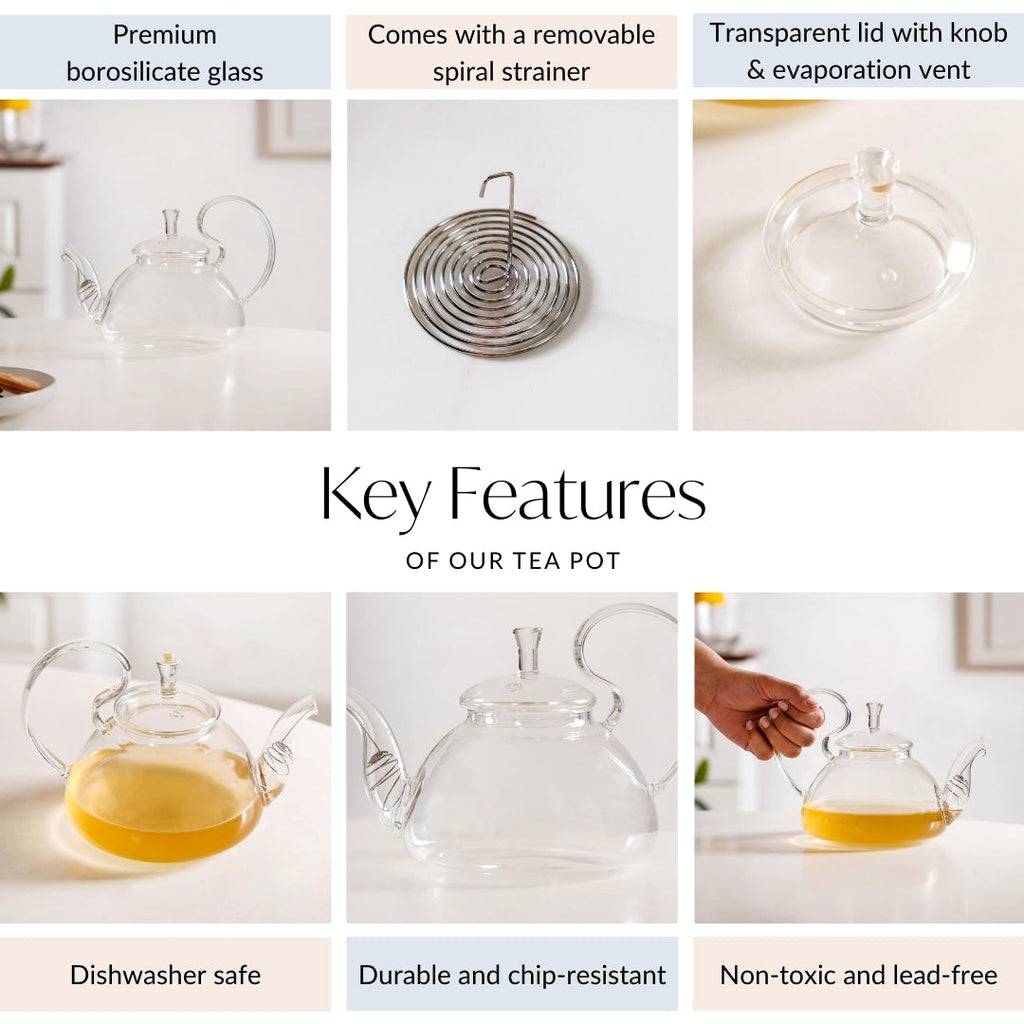 Vintage Glass Tea Pot 800ml Nestasia
