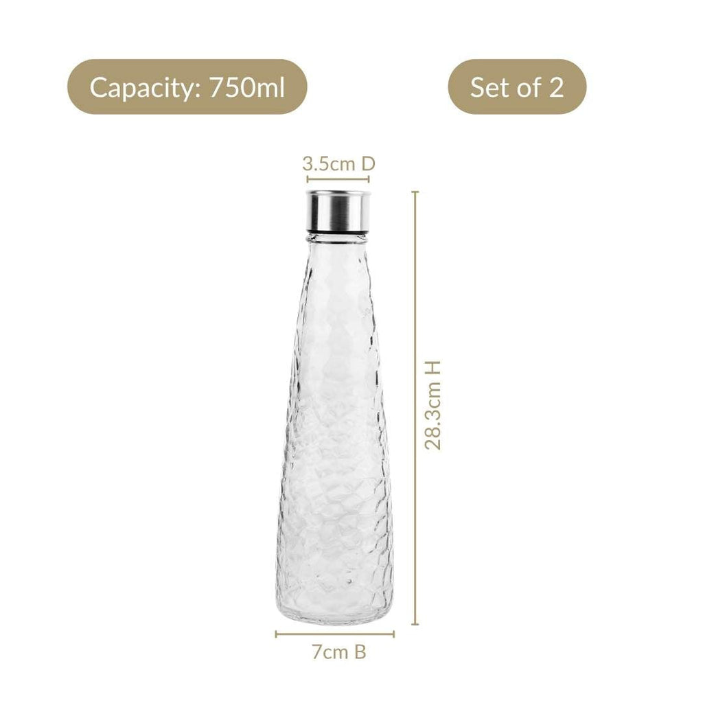Glass Bottle With Stainless Steel Lid Set Of 2 750ml Nestasia