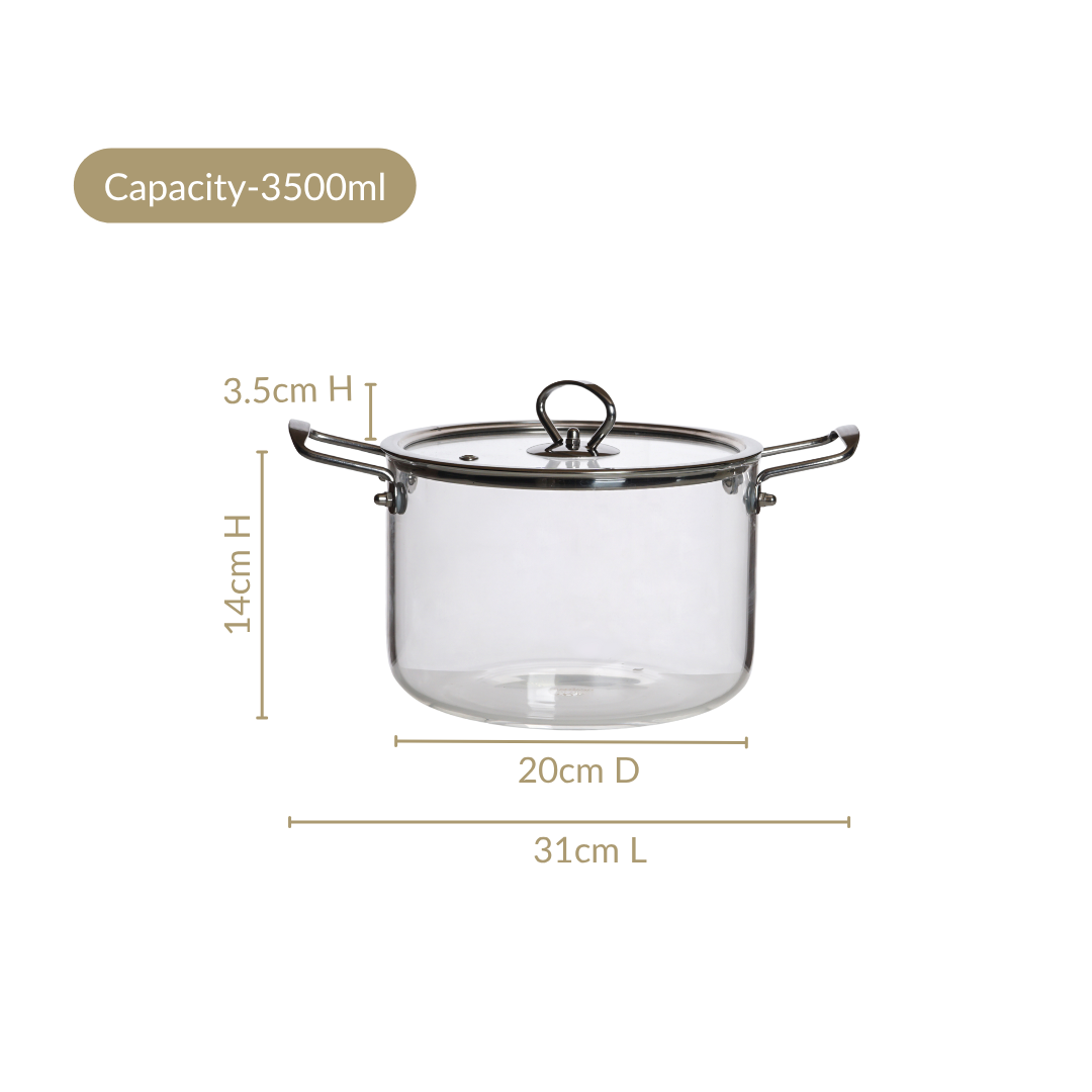 Glass Cooking Pot Medium 3500ml Nestasia
