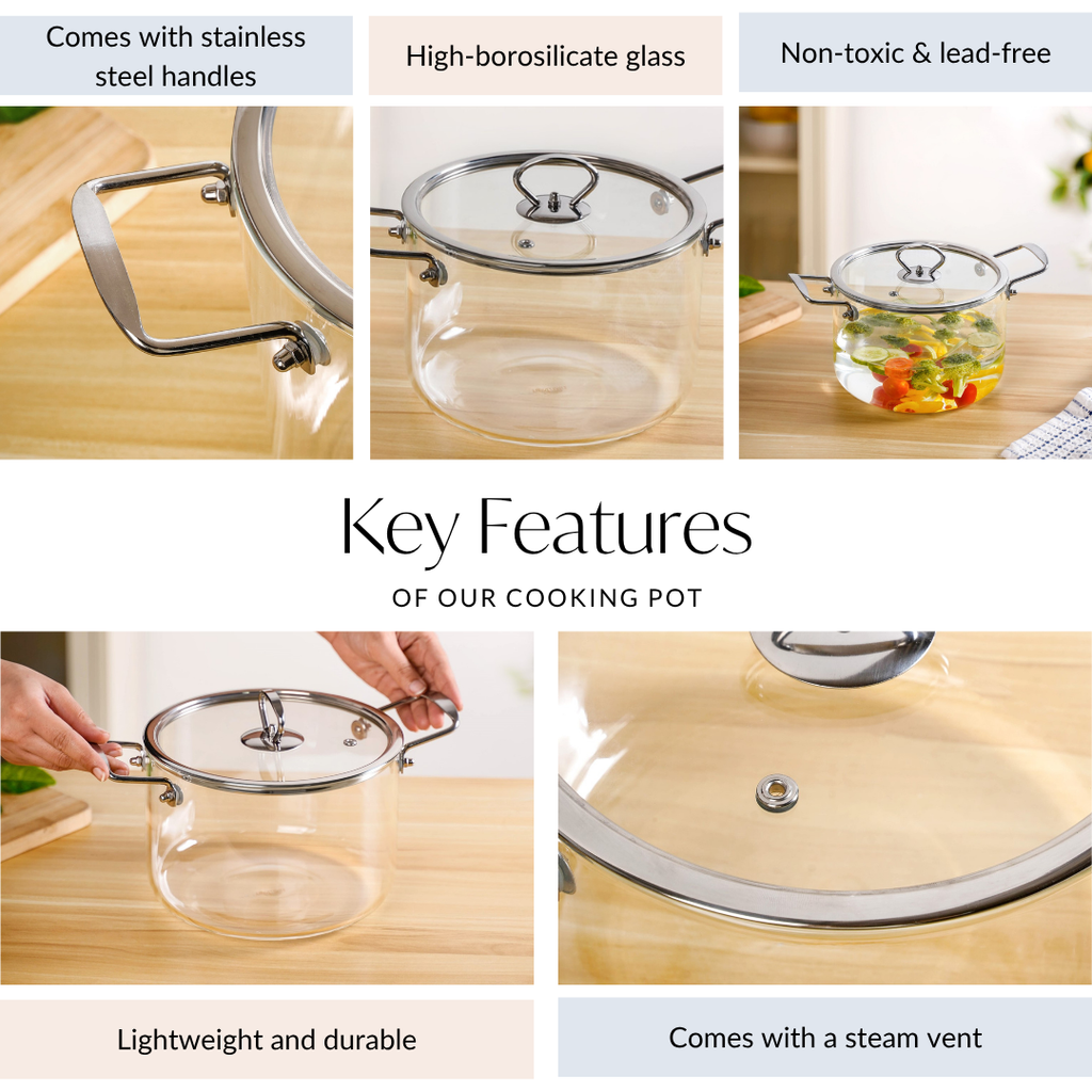 Glass Cooking Pot Medium 3500ml Nestasia