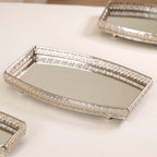 Luxury Mirror Tray Silver Set Of 3 Nestasia