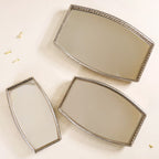 Luxury Mirror Tray Silver Set Of 3 Nestasia