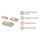 Luxury Mirror Tray Silver Set Of 3 Nestasia