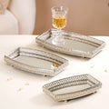 Luxury Mirror Tray Silver Set Of 3 Nestasia