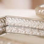 Luxury Mirror Tray Silver Set Of 3 Nestasia