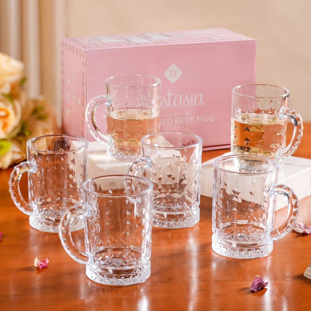 Diamond Embossed Glass Cup Set Of 6 200ml Nestasia