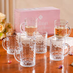 Diamond Embossed Glass Cup Set Of 6 200ml Nestasia