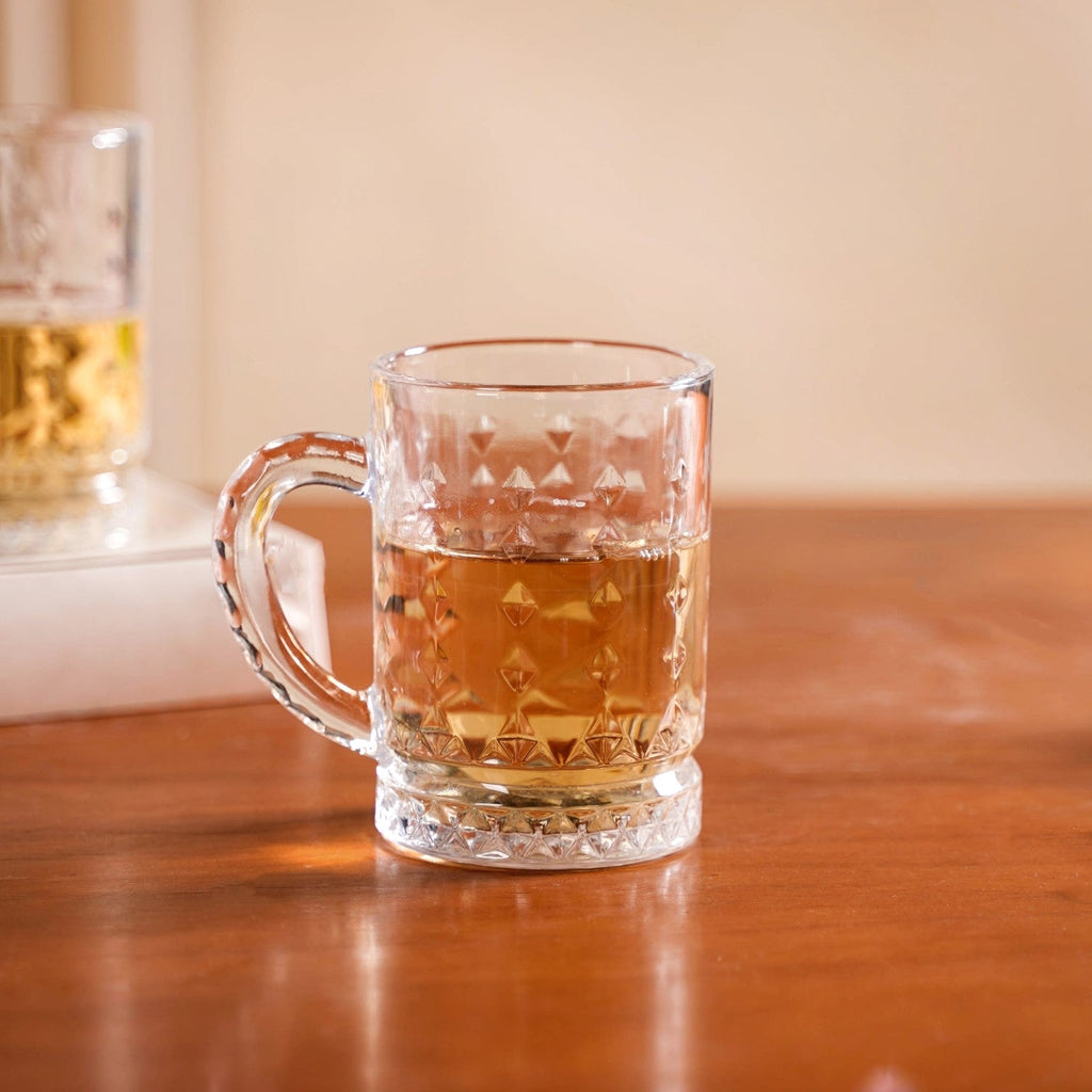Diamond Embossed Glass Cup Set Of 6 200ml Nestasia