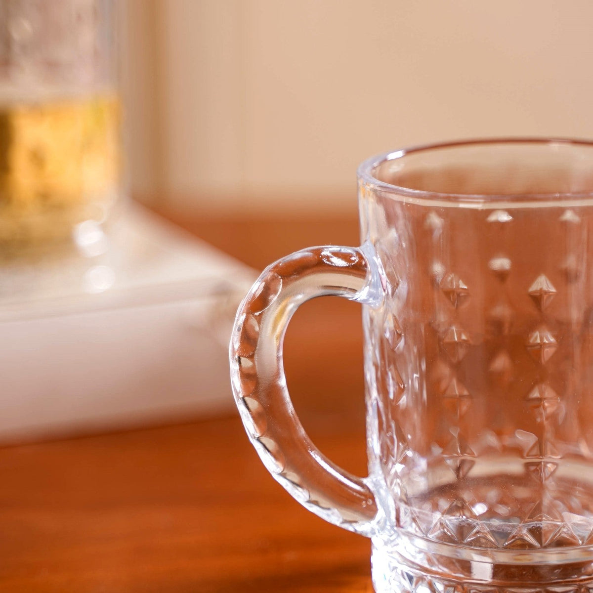 Diamond Embossed Glass Cup Set Of 6 200ml Nestasia