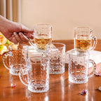 Diamond Embossed Glass Cup Set Of 6 200ml Nestasia