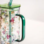 Set Of 2 Springtime Leakproof Borosilicate Glass Travel Sipper Cup With Straw 365ml Nestasia