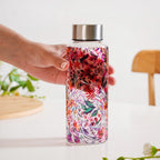 Wildflower Leakproof Glass Water Bottle 500ml Nestasia