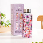 Wildflower Leakproof Glass Water Bottle 500ml Nestasia