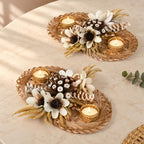 Glimmer Handcrafted Bamboo Tealight Holder Set Of 2 Nestasia
