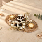 Glimmer Handcrafted Bamboo Tealight Holder Set Of 2 Nestasia