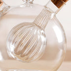 Round Reeded 2 in 1 Glass Oil Vinegar Dispenser Bottle Nestasia