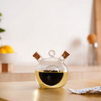 Round Reeded 2 in 1 Glass Oil Vinegar Dispenser Bottle Nestasia