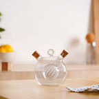Round Reeded 2 in 1 Glass Oil Vinegar Dispenser Bottle Nestasia