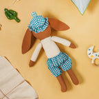 Mr Goat Plushy Toy In Teal Gingham Outfit Nestasia