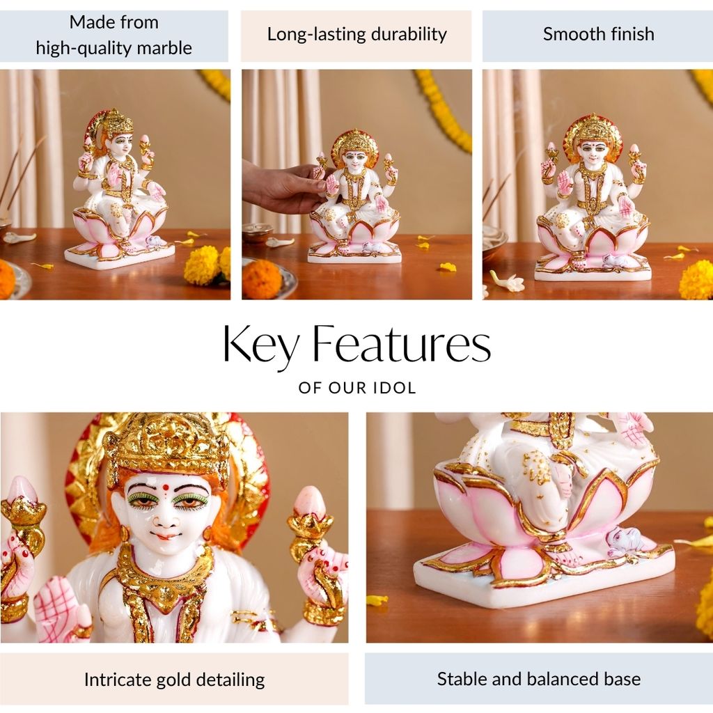 Goddess Laxmi On Lotus Idol 17x12cm Nestasia