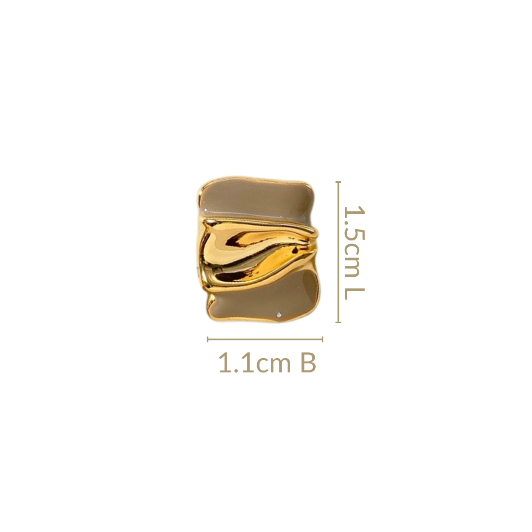 Gold Embossed Studs Beige Nestasia