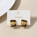 Gold Embossed Studs Brown Nestasia