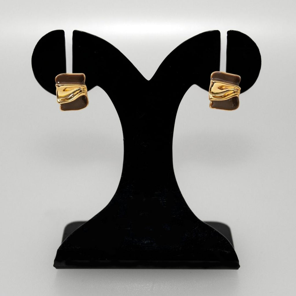 Gold Embossed Studs Brown Nestasia
