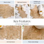 Floral Cutwork Table Runner Gold 90x35cm Nestasia