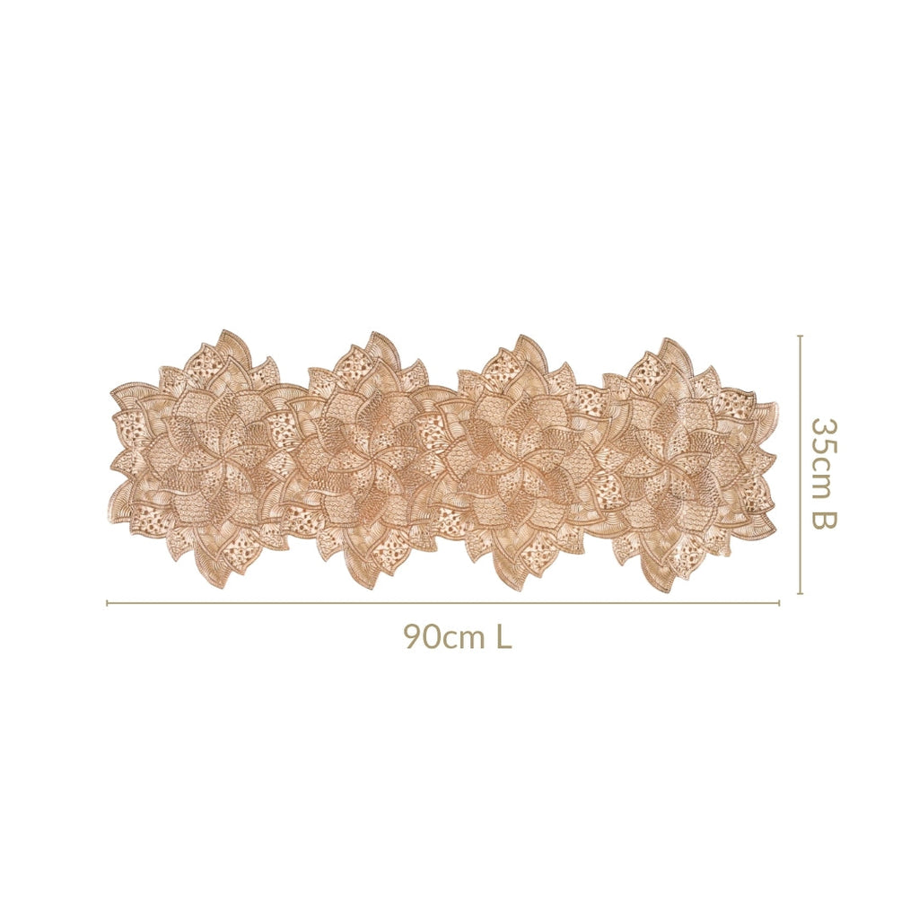 Floral Cutwork Table Runner Gold 90x35cm Nestasia
