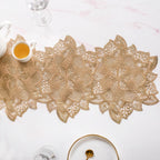 Floral Cutwork Table Runner Gold 90x35cm Nestasia