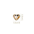 Gold Heart With Pearls Stud Earrings Nestasia