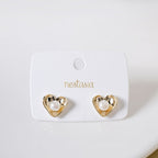 Gold Heart With Pearls Stud Earrings Nestasia