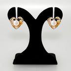 Gold Heart With Pearls Stud Earrings Nestasia