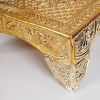 Gold Puja Chowki Small 16x16cm Nestasia