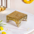 Gold Puja Chowki Small 16x16cm Nestasia