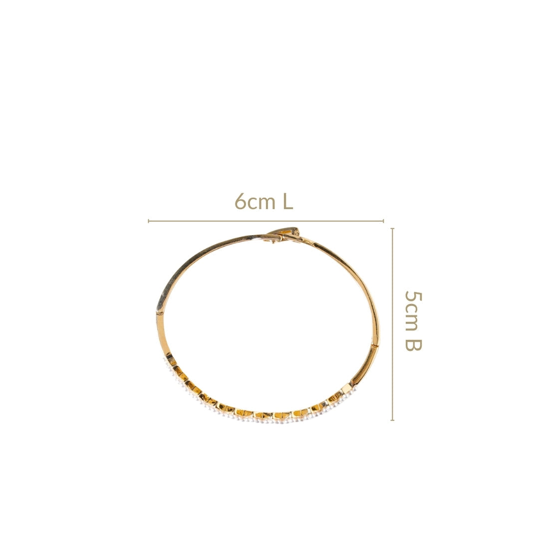 Gold Zigzag Pearl Bracelet Nestasia