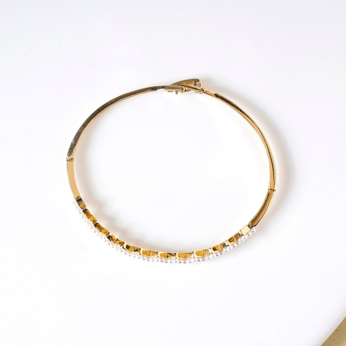 Gold Zigzag Pearl Bracelet Nestasia