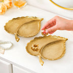 Gold Leaf Platter Set Of 2 Nestasia