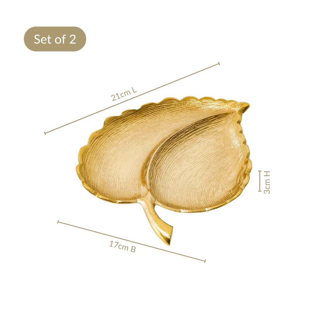 Gold Leaf Platter Set Of 2 Nestasia