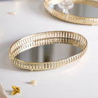 Set Of 3 Oval Metal Tray Gold Nestasia