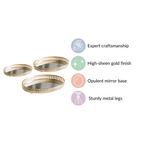 Set Of 3 Oval Metal Tray Gold Nestasia