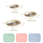 Set Of 3 Oval Metal Tray Gold Nestasia