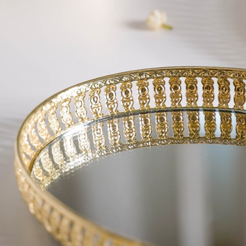 Set Of 3 Oval Metal Tray Gold Nestasia