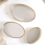 Set Of 3 Oval Metal Tray Gold Nestasia